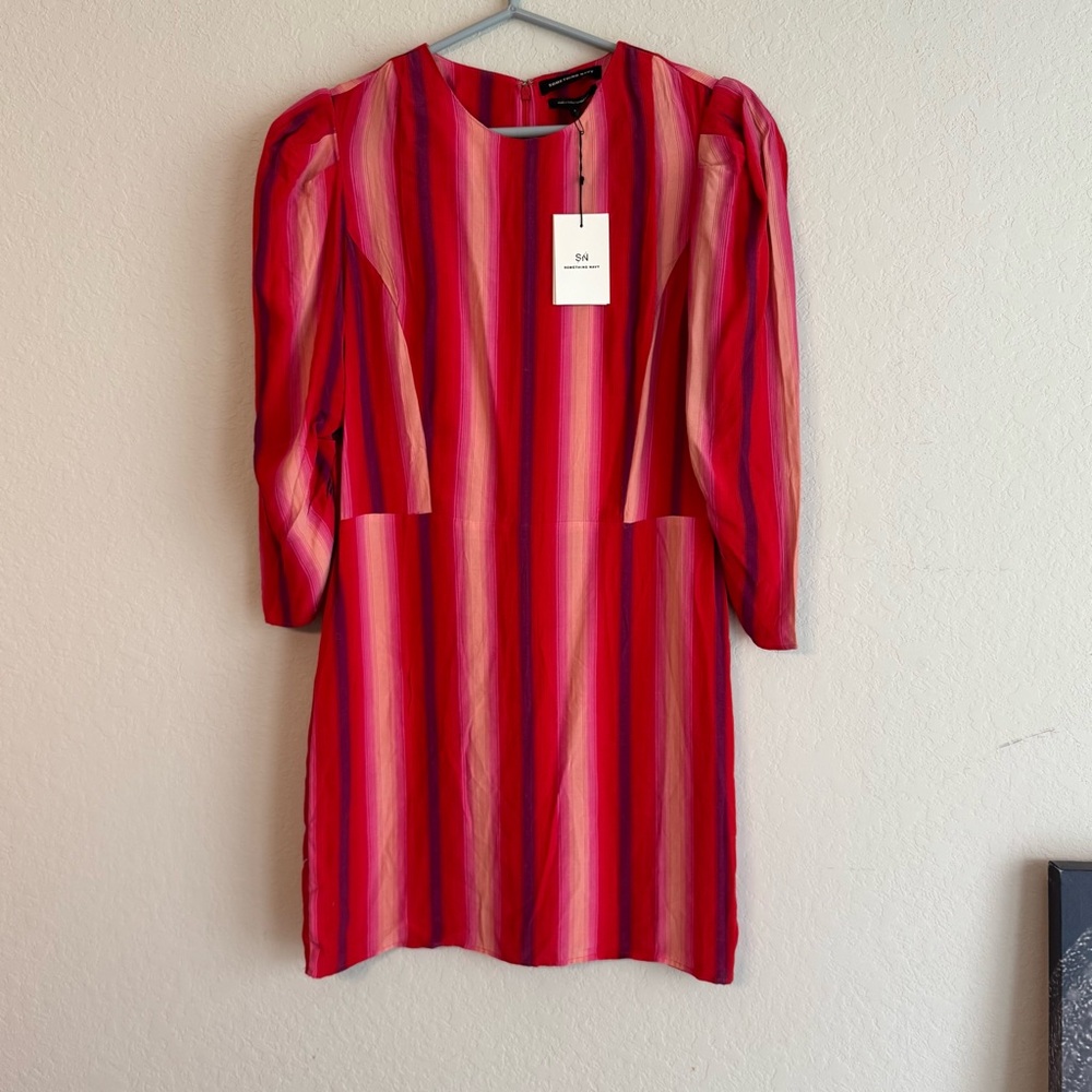 NWT Something Navy Gogi Bold Stripe Mini Dress small